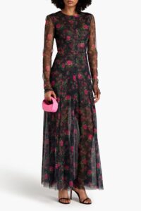 Floral-print Tulle Maxi Dress