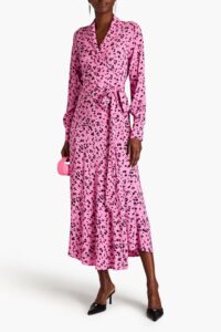 Floral-print Jacquard Midi Wrap Dress