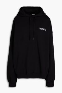 Embroidered Printed Cotton-fleece Hoodie
