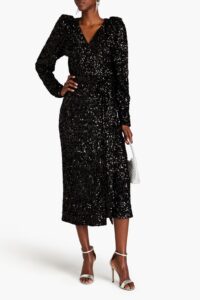Sequined Tulle Midi Wrap Dress