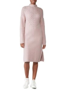 Open Knit Mockneck Sweater Dress
