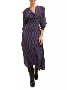 Rianne Silk Checkered Midi-dress