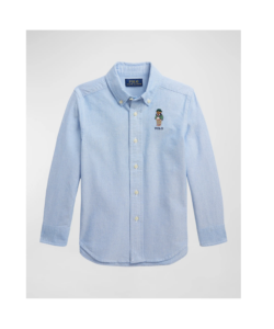 Boy's Classic Oxford Button-front Embroidered Sport Shirt, Size S-m