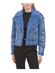 Faux Suede and Sherpa Jacket with Patch Pockets