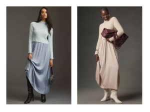 Long-sleeve Eyelash Twofer Sweater Dress