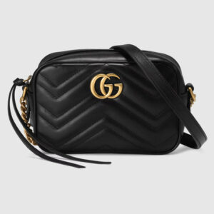 Gg Marmont Matelassé Mini Bag Black with Gold-tone Trim