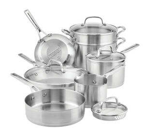 3-ply Base Stainless Steel 11 Piece Cookware Induction Pots and Pans Set