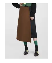 Mixed-media Asymmetric Midi Skirt