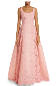 Scoop Neck Floral Guipure Gown