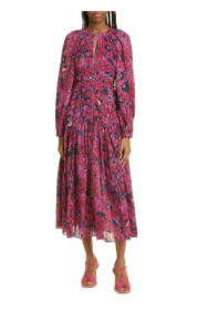 Helia Floral Cutout Long Sleeve Cotton Blend Dress