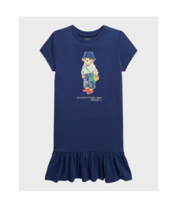 Girl's Accessorized Polo Bear T-shirt Dress, Size 2-6x