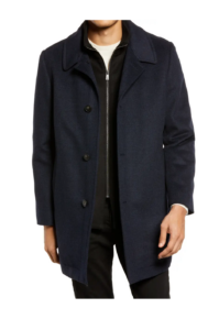 Macbeth Wool Blend Car Coat with Bib