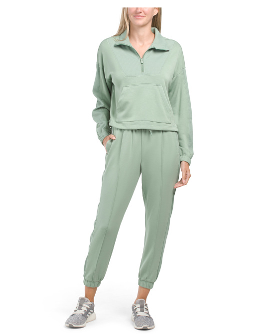 Sale on 90 Degree by Reflex Softlite Scuba Autumn Cropped Cinch Jacket and  Joggers Set