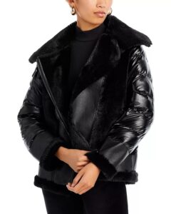 Evelynn Faux Leather Puffer Coat