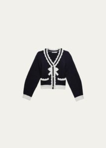Girl's Knitted Bow Detail Cardigan, Size 3t-12