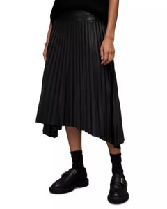 Sylyv Faux Leather Pleated Midi Skirt