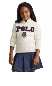 Little Girl's & Girl's Cotton Logo Crest Sweater