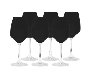 Black Water Glasses with Stem, Set of 6