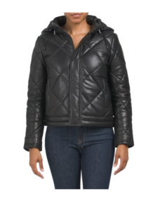 Leather Quilted Light Puffer Jacket