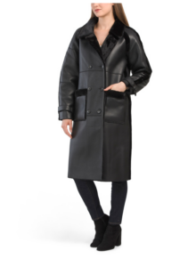 Faux Leather and Shearling Coat