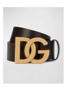 Men's Dg-logo Leather Buckle Belt
