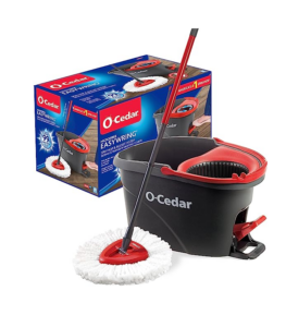 O-cedar Easywring Microfiber Spin Mop, Bucket Floor Cleaning System, Red, Gray