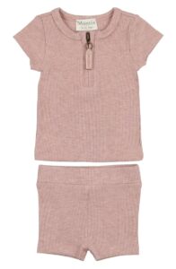 Rib Cotton Knit T-shirt & Shorts Set