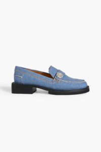 Crystal-embellished Denim Loafers