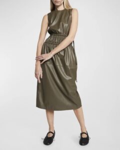 Faux-leather A-line Midi Tank Dress