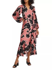 Blaire Belted Hammered Satin Wrap Dress