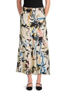 Beth Abstract Print Midi Skirt