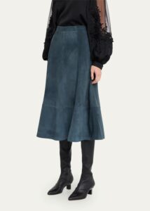 Amanda A-line Suede Midi Skirt