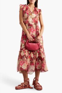 Floral-print Silk-crepon Midi Dress