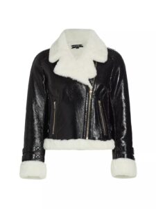 Dion Faux Shearling-trimmed Moto Jacket
