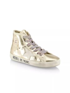 Little Girl's & Girl's Golden Goose Basket Metallic Sneakers