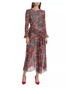 Jolene Asymmetric Floral Midi-dress