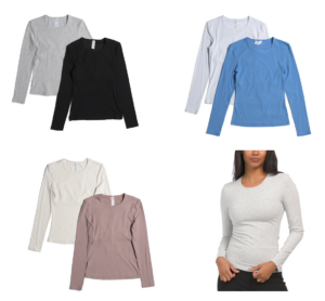 2pk Heavenly Rib Kathleen Full Length Long Sleeve Tops