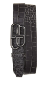 Bb Logo Buckle Croc Embossed Leather Belt (men )