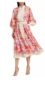 Raie Linen Floral Midi-dress