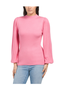 Glossy Pleated Sleeves Sweater