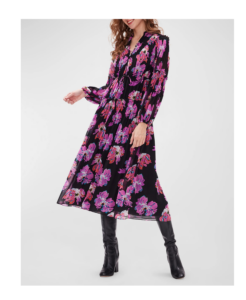 Link Floral-print Ruffle-trim Midi Dress