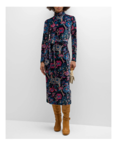 Piper Velvet Belted Turtleneck Midi Dress
