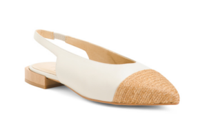 Leather Flats with Raffia Toe
