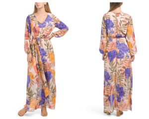 Long Sleeve V-neck Maxi Dress with Sash