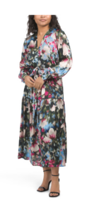 Soft V-neck Tiered Midi Dress