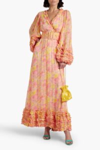 Ruffled Floral-print Georgette Maxi Wrap Dress