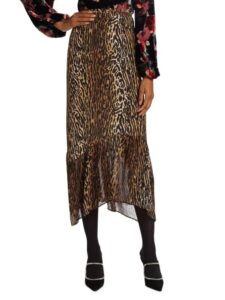 Leandra Leopard Silk Midi Skirt