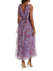 Floral Tiered Tulle Midi Dress
