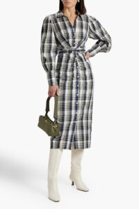 Copelyn Checked Cotton-blend Midi Shirt Dress