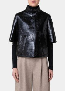 Short Patent Vegan Leather Jacket
